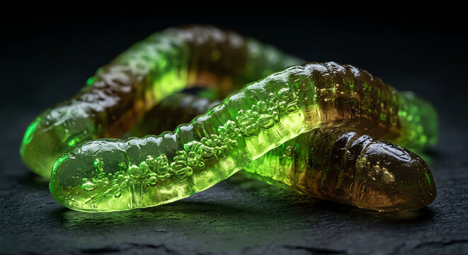 Glow worms candy halloween spooky dark macro.
