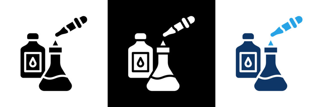 Chemical Reagent Icon Set Glyph Vector Illustration