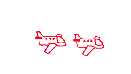 Hand drawn red airplane doodle isolated on a clean white background, a simple marker style sketch with a natural handmade look, ideal for travel agencies, airline promotions, holiday flyers, tourism b © Muhammad