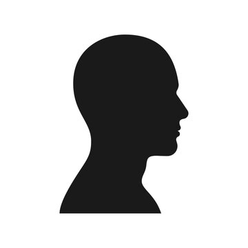 Side profile silhouette of a bald man head, suitable for medical, anatomy, psychology, barber, mind icon, and masculine avatar vector design