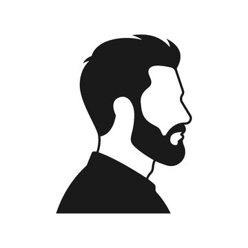 Vector silhouette side profile of a handsome bearded man with modern hairstyle, great for barbershop logo, male grooming, and fashion branding