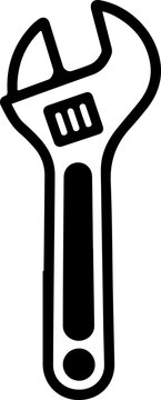 Adjustable Wrench Construction Tools Icon Set, Building Equipment and Hand Tools Collection
