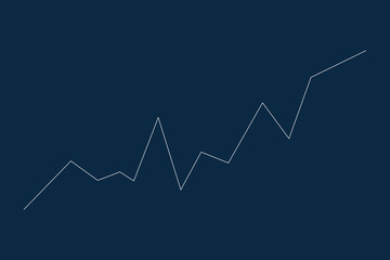 Obraz premium Simple line graph on a dark blue background showing upward trend.