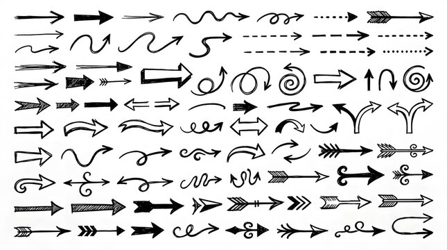 Hand drawn arrow collection set for business presentation and design
