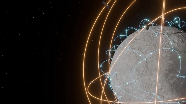 Moon network connections space cosmos bg able to loop endless 4k