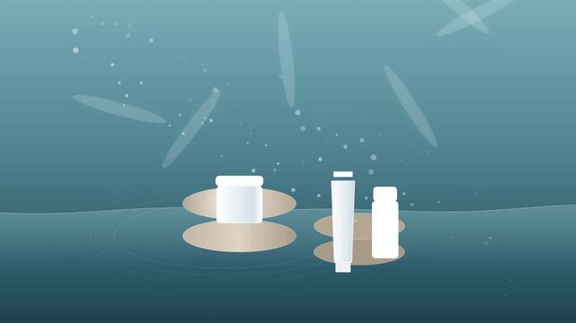 Modern minimalist illustration of three different bottle caps and containers design