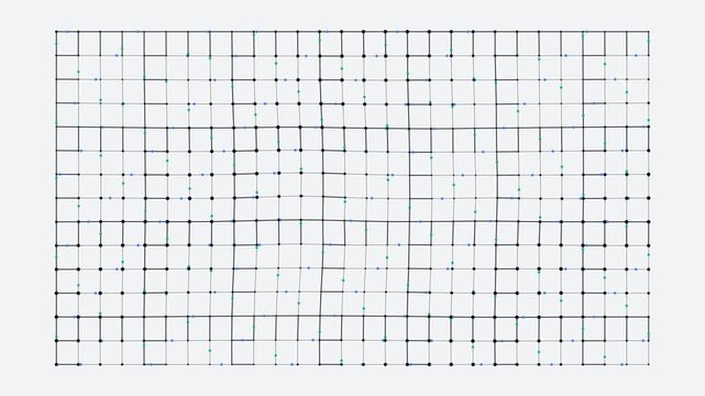 Abstract digital grid background, with pulsing data, nodes, cyber security, and network connection, motion loop