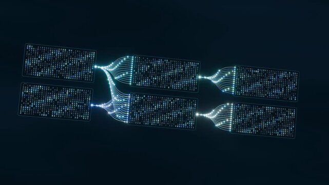 Data analytics neon curve lines big data visualization motion graphic bg able to loop endless 4k