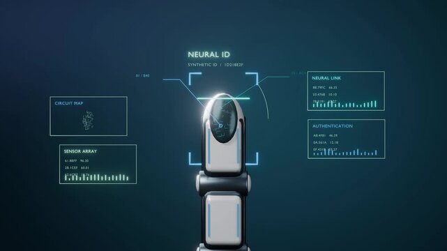 Fingerprint access data protect digital security finger robot bg able to loop endless 4k