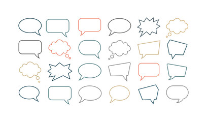 Fototapeta premium Set of various speech bubbles and thought clouds for comics and chat messages vector