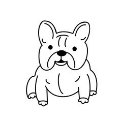 Fototapeta premium Cute french bulldog dog doodle vector icon. Funny puppy pet character line art cartoon illustration. Animal care sticker kids coloring book creative element.