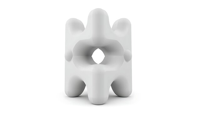 Abstract white modular sculpture isolated on a clean white background