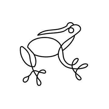 Cute Frog Cartoon Vector Line Art Illustration Outline