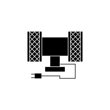 This is a minimalist vector illustration of an Electric Sirene icon, featuring a simple, clean, and solid glyph style. The icon can be used as a symbol, sign, or logo.