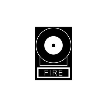 This is a minimalist vector illustration of a Fire Bell icon, featuring a simple, clean, and solid glyph style. The icon can be used as a symbol, sign, or logo.