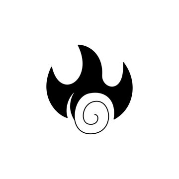 This is a minimalist vector illustration of a Fire icon, featuring a simple, clean, and solid glyph style. The icon can be used as a symbol, sign, or logo.
