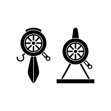 This is a minimalist vector illustration of a Hand Sirene icon, featuring a simple, clean, and solid glyph style. The icon can be used as a symbol, sign, or logo.