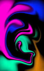 Obraz premium Neon Glowing Fluid Liquid Abstract Wave Art on Black Background