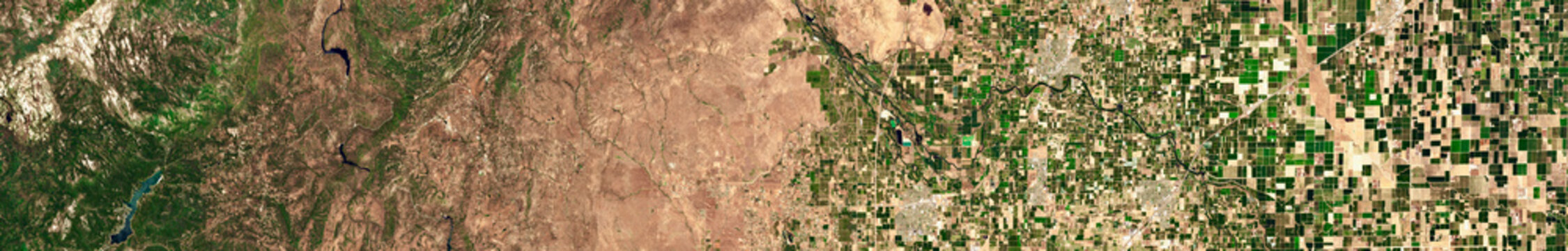 Geometric Agricultural Field Patterns in California Satellite Image