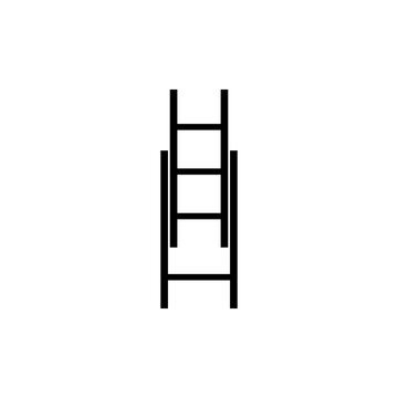 This is a minimalist vector illustration of a Fire Ladder icon, featuring a simple, clean, and solid glyph style. The icon can be used as a symbol, sign, or logo.