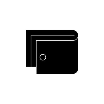 This is a minimalist vector illustration of a Wallet icon, featuring a simple, clean, and solid glyph style. The icon can be used as a symbol, sign, or logo.