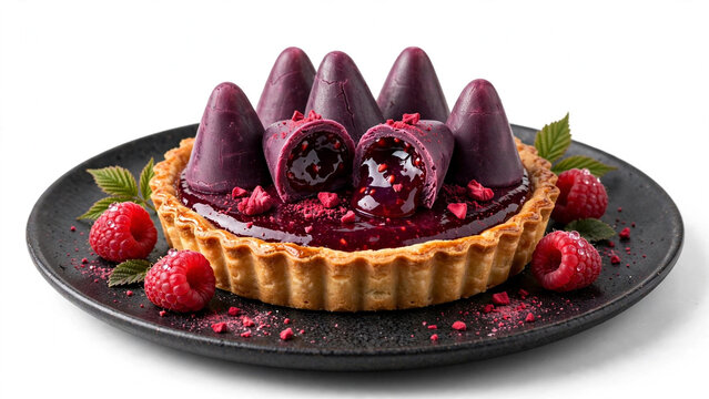Raspberry Cuberdon Tart Belgian Raspberry Cone Tart on Plate