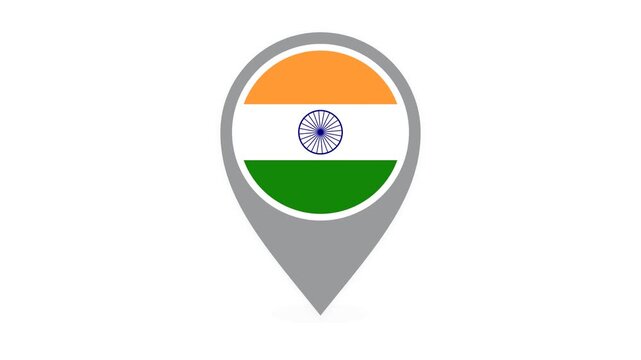 Animated map pointer pin with Indian flag symbol on white background Motion Graphic Loop for Patriotic and Cultural Video Projects