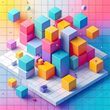 abstract colorful cubes