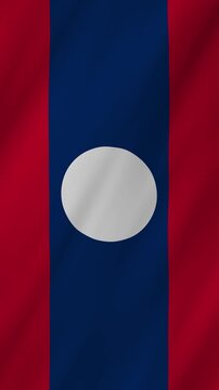 Laos flag waving in the wind 4K animation vertical video