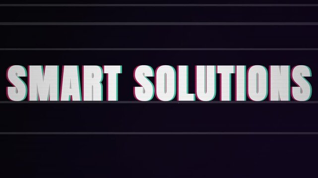 Smart Solutions bold typographic text animation, modern business concept display title, digital technology solution presentation element