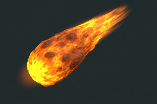 Fiery Meteoroid with Glowing Trail
