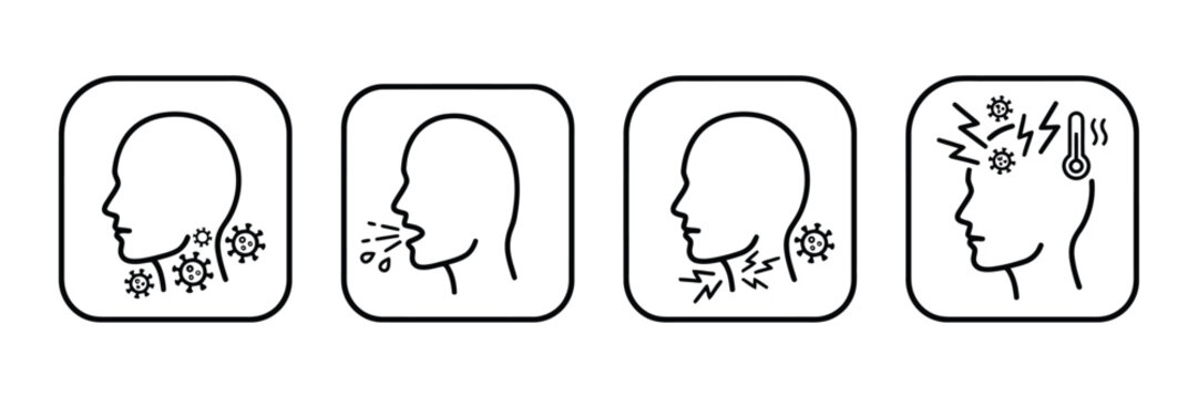 Disease symptoms virus icon set, cold sign. Vector illustration.