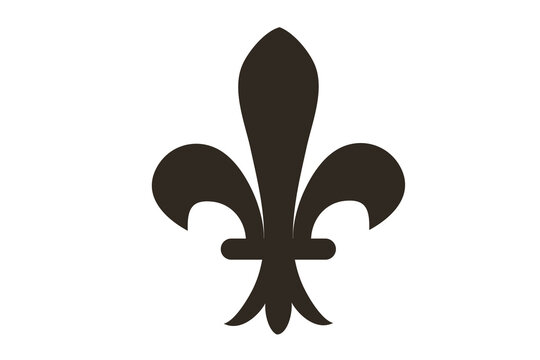 Fleur de lis symbol isolated on transparent background, classic heraldic emblem vector graphic element for design