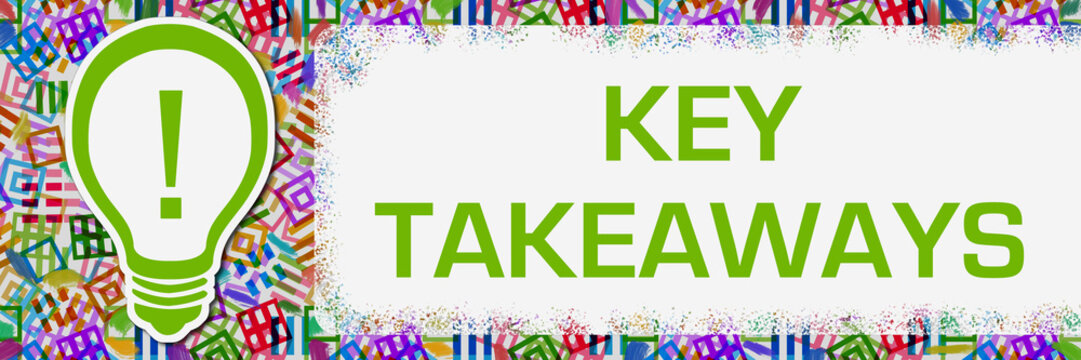 Key Takeaways Bulb Sticker Effect Colorful Squares Background 
