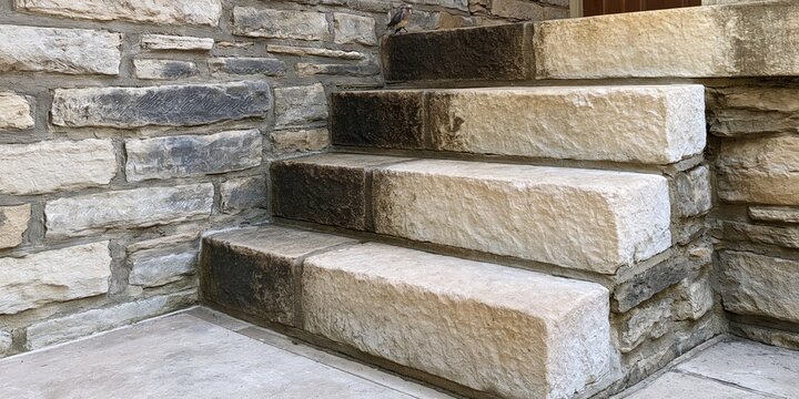 Stone stairs with textured wall background