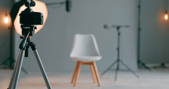Empty studio setup with camera