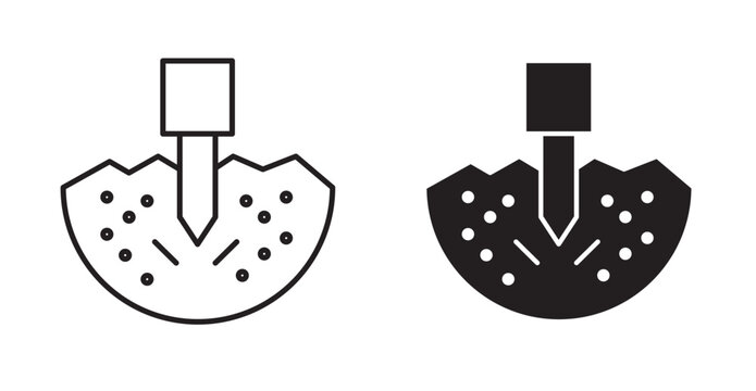 geotechnical engineering icon in black and fill stroke