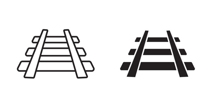 railway track icon in black and fill stroke