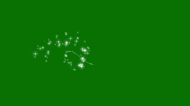 Magical glitter star line trail with glowing white twinkle stars, sparkling dust particles, elegant fairy wand sparkle path, doodle star burst animation, shining light effect, seamless 4k animation