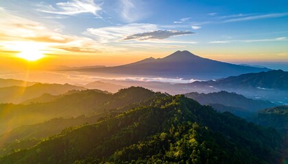 Obraz premium Sunrise over mountain range landscape nature.