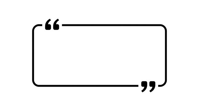 Minimalist black quote box frame with rounded corners on white background