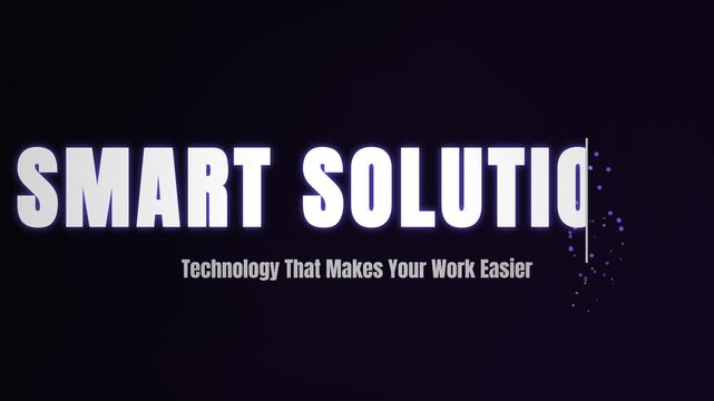Smart solution technology typography animation, modern digital kinetic text reveal motion graphics, business presentation title video