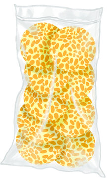 Indonesian Tempeh Chips in Sealed Plastic Packaging Vector Illustration