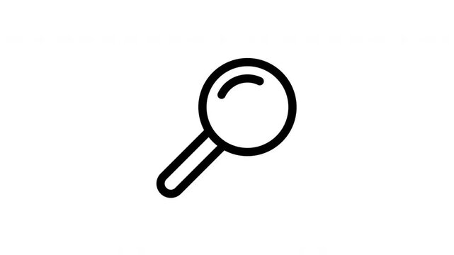 Magnifying glass outline icon looping animation zooming in and out, search zoom symbol motion graphic for business and research presentation design