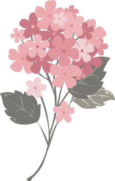 Elegant vector illustration of a pink floral bouquet with leaves. Flat style design perfect for wedding invitations and spring cards.