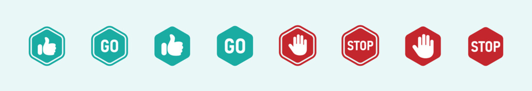 Stop sign and go sign vector illustrations concepts. Stop and go icon or designs