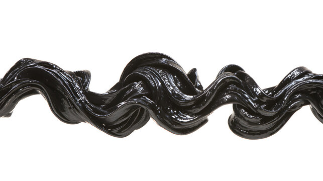 Black squid ink pasta wave on white background