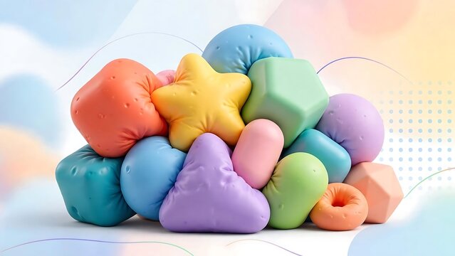 Vibrant and playful collection of colorful, soft geometric shapes, perfect for early childhood education and creative play