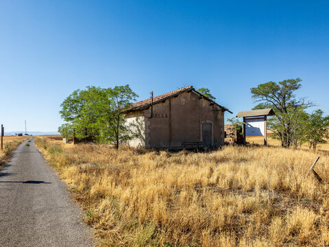 Summer View of Old Cella Station, Ojos Negros Greenway, Teruel, Spain