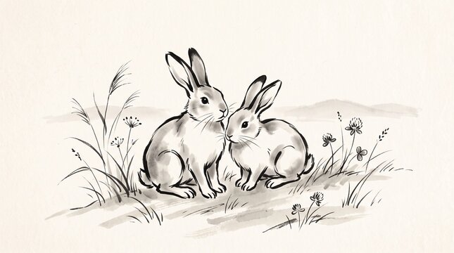 Rabbits in a meadow